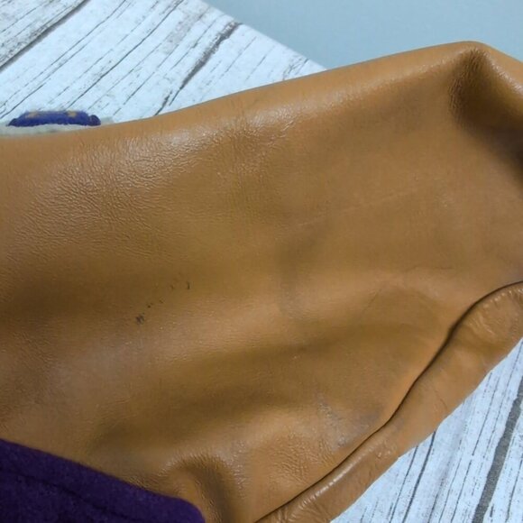 Vintage 1971 Varsity Letterman Jacket Purple Wool Leather Sleeves – Men’s 38 - Picture 12 of 13